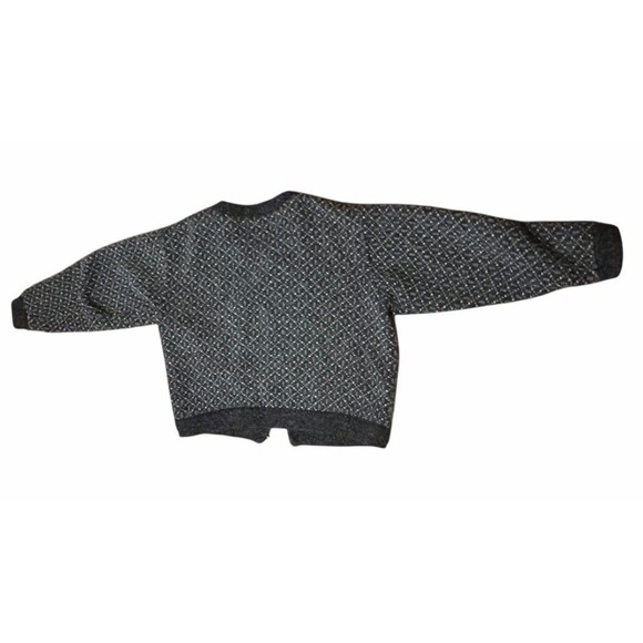 Vintage LL Bean Nordic Fair Isles Wool Blend Cardigan Sweater Medium Silver - Picture 8 of 10